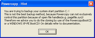 backup your currnet active windows warning
