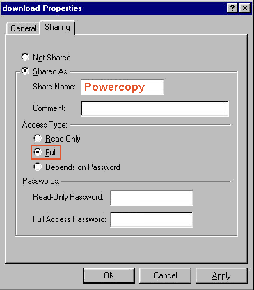 share dialog Win 9x/ME
